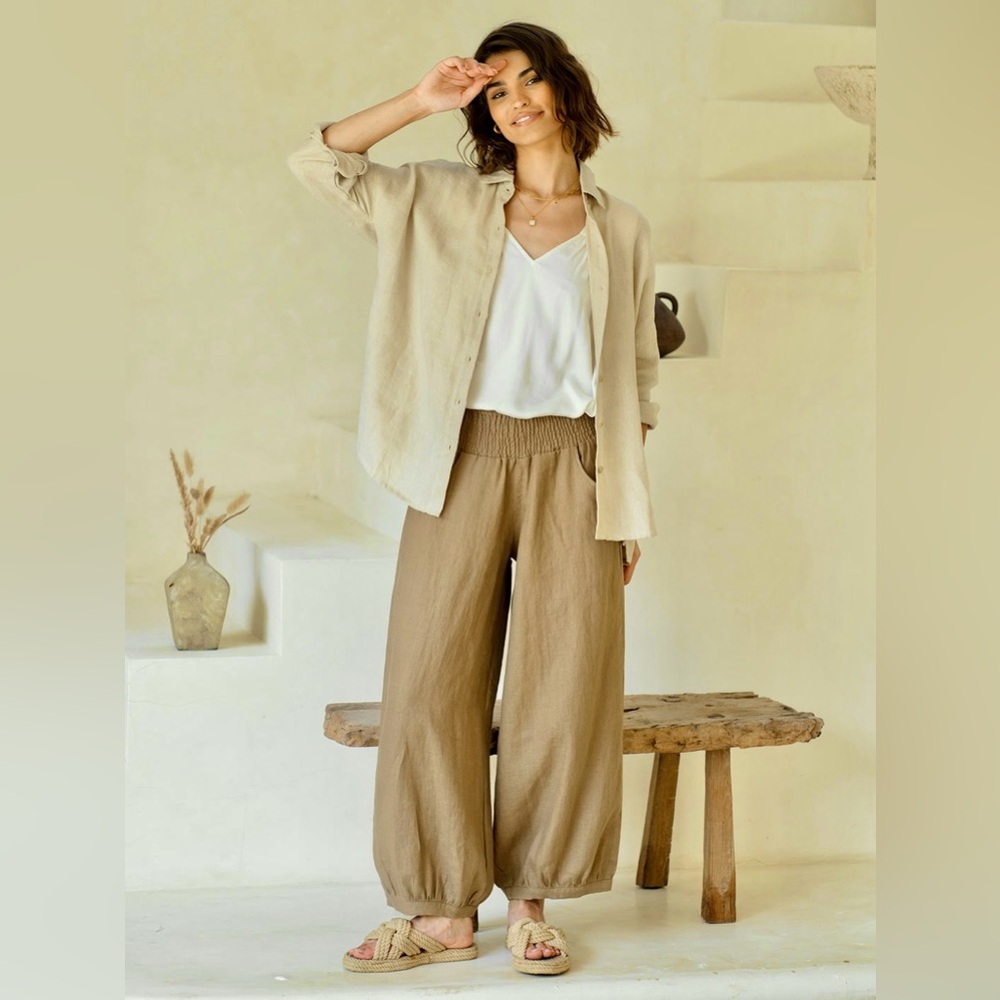 NWT Nomad the Label French Linen Pants Parachute Balloon Wide US 12 XL - Picture 15 of 16